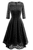 Black Lace A-line Prom Dress With Sleeves