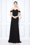 Black Off-the-shoulder Beaded Sweetheart Prom Dress