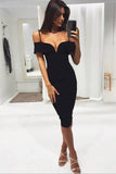 Black Off-the-shoulder Sexy Bandage Cocktail Dress - Mislish