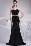 Black Strapless Mermaid Sequined Long Prom Dress