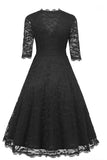 Black V-neck A-line Prom Dress With Half Sleeves - Mislish