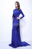 Royal Blue Mermaid Long Prom Formal Dress With Sleeves