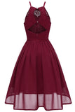 Burgundy Cut Out A-line Homecoming Dress