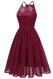 Burgundy Cut Out A-line Homecoming Dress