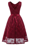 Burgundy Sleeveless A-line Princess Prom Dress