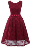 Burgundy Sleeveless A-line Princess Prom Dress