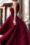 Burgundy High Low Sleeveless Evening Dresses