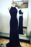 Chic Cut Out Navy Blue Evening Prom Dress.