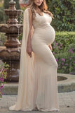 Champagne Caped Mermaid Maternity Dress