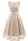 Champagne Sleeveless A-line Princess Prom Dress