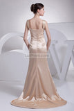 Champagne V-neck Mermaid Prom Long Dress1