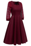 Chic Burgundy A-line Homecoming Dress With Long Sleeves