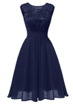 Dark Navy A-line Lace Homecoming Dress - Mislish