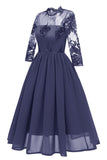 Dark Navy Cut Out A-line Homecoming Dress With Appliques