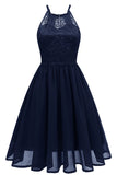 Dark Navy Cut Out A-line Homecoming Dress