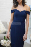 Dark Navy Off The Shoulder Long Mermaid Cut Out Bridesmaid Prom Dress Dresses