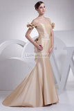 Gold Off-the-Shoulder Sweetheart Mermaid Prom Dress