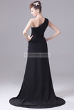 Gorgeous Black Beaded One Shoulder Evening Formal Dress 