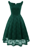 Green Off-the-shoulder Lace Homecoming Prom Dress