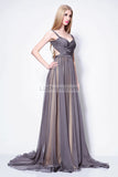 Gray Open Back Chiffon Bridesmaid Wedding Guest Dress