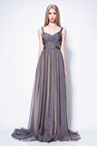 Gray Open Back Chiffon Bridesmaid Wedding Guest Dress