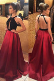 Two Tones Backless Cut Out A-line Ball Gown