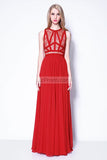 Red Scoop Sleeveless Prom Bridesmaid Dress