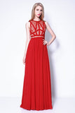 Red Scoop Sleeveless Prom Bridesmaid Dress