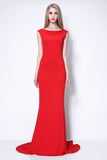 Red Open Back Sleeveless Evening Prom Dress.