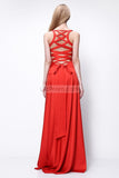 Red Thigh-high Slit Cut Out Evening Prom Dress