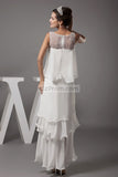 Ivory Beaded High Low Ruffle Prom Dress Dresses