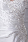 Ivory Embroidered Spaghetti Straps Long Taffeta Wedding Dress