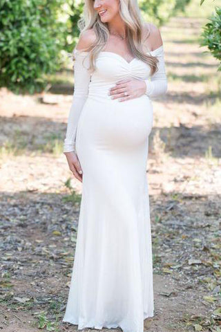 Ivory Off-the-shoulder Long Mermaid Maternity Dress