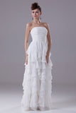 Ivory Strapless Ruffled Prom Wedding Dress