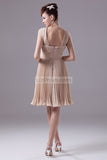 Knee Length Champagne Chiffon Cocktail Party Dress