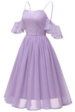 Lavender Off-the-shoulder A-line Prom Dress