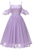 Lavender Off-the-shoulder A-line Prom Dress