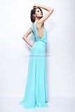 Light Sky Blue Thigh-high Slit Prom Evening Dress