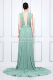 Chic Mint Ruffled A-line Bridesmaid Prom Dress