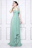 Chic Mint Ruffled A-line Bridesmaid Prom Dress