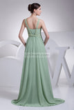 Mint V-Neck A-Line Chiffon Beaded Bridesmaid Prom Dress Dresses