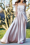 Pearl Pink A-Line Halter Sleeveless Backless Prom Dress Dresses