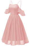 Pink Off-the-shoulder A-line Prom Dress