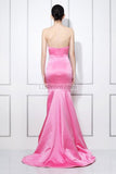 Pink Open Back Strapless Mermaid Sexy Prom Gown