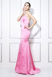 Pink Open Back Strapless Mermaid Sexy Prom Gown