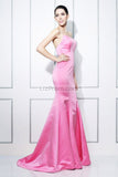 Pink Open Back Strapless Mermaid Sexy Prom Gown