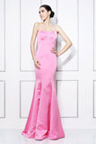 Pink Open Back Strapless Mermaid Sexy Prom Gown