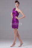 Purple One Shoulder Ruffled Bodycon Short Prom Dress