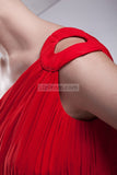 Red A-line One Shoulder Ruffle Prom Evening Dress