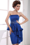 Royal Blue Ruffled Strapless Short Prom Dress